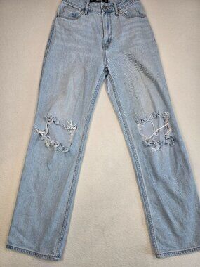 Hollister Ultra High-Rise Distressed Dad Jeans Size 0S Light Wash 24/29
